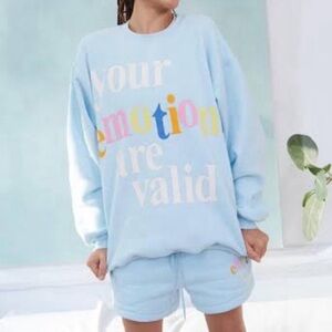 The Mayfair Group Your Emotions Are Valid Blue Crewneck and Shorts Set XXL